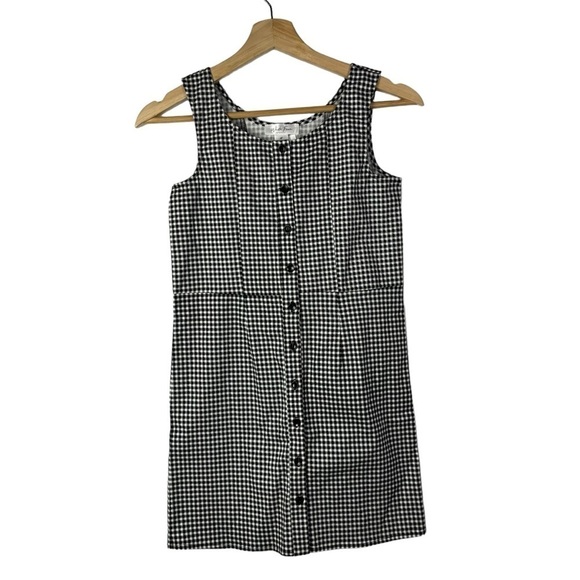 Tilly's White Fawn Black & White Square Plaid Button Front Mini Dress M - Picture 1 of 4